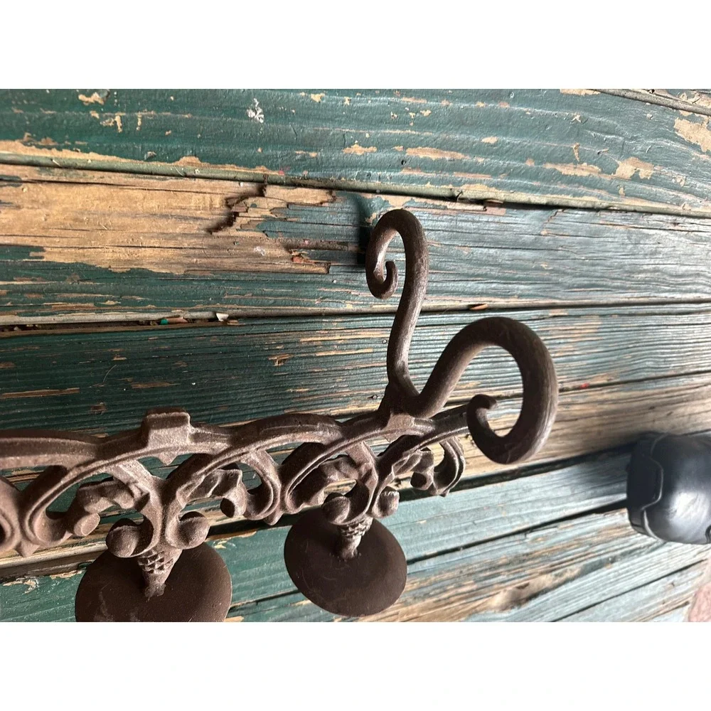 Vintage Cast Iron 4-Light Candelabra Scroll Work Rustic Brown Candle Holder 17in